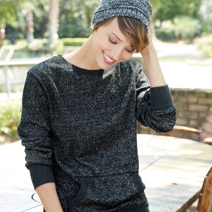 Women’s Glitter French Terry Wide Neck Sweatshirt Thumbnail