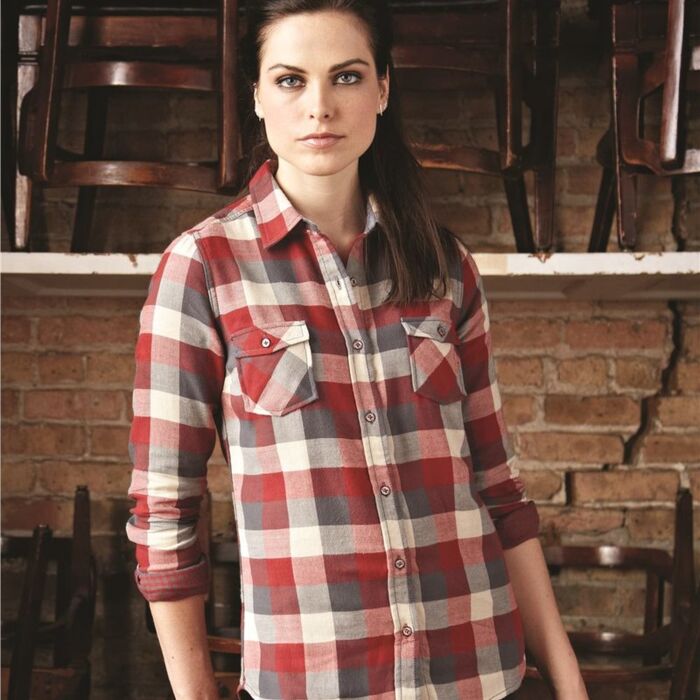 Women's Vintage Brushed Flannel Long Sleeve Shirt Thumbnail