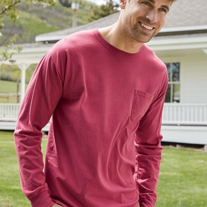 Garment-Dyed Long Sleeve T-Shirt With a Pocket Thumbnail