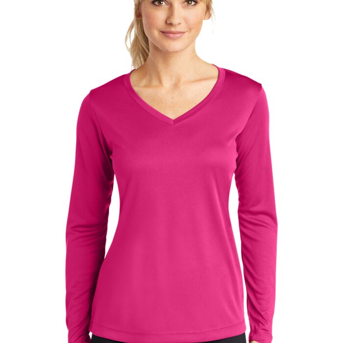 Ladies Long Sleeve PosiCharge ® Competitor V Neck Tee Thumbnail